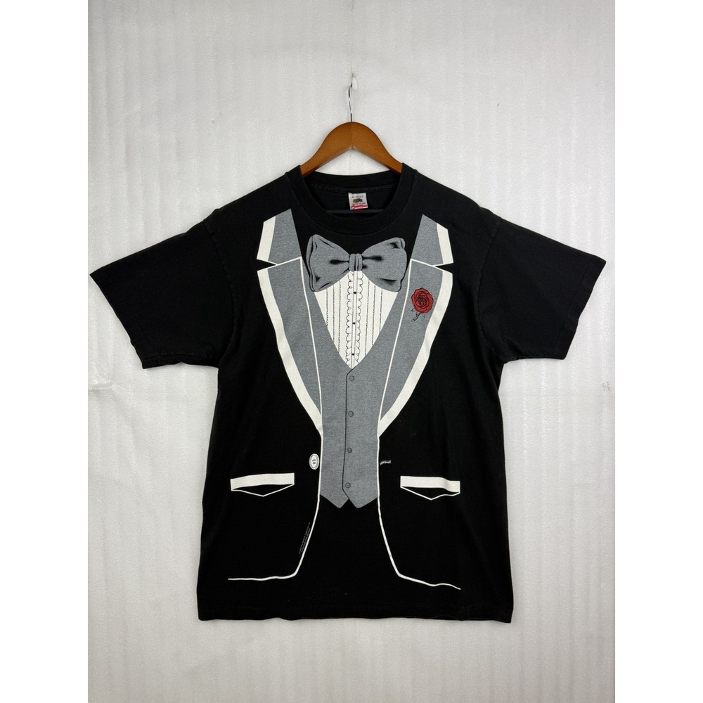 Vintage 1980s Athletic Supporter Tuxedo Single Stitch T Shirt Adult Sz XL AOP